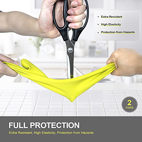 DABOGOSA Mamison 2 Pairs Reusable Waterproof Household Dishwashing Cleaning Rubber Gloves, Non-Slip Kitchen Glove (Green, Large (Pack of 2)) - color: Green, size: Large (Pack of 2)