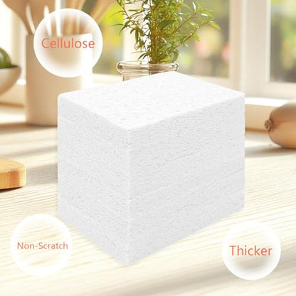Cellulose Sponges, Large Size 4" x 6" x 1" - Heavy Duty Scrub Kitchen Sponge, Clean Tough Messes Without Scratching Kitchen Cleaning Pads, Pop Up Eco DIY (6 Pack), White - color: White