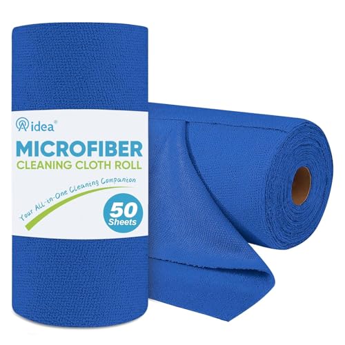 AIDEA Microfiber Cleaning Cloth Roll, 50PK, Reusable Paper Towels Tear Away Cloth, Microfiber Towels Washable Shop Rags, Lint Free Cleaning Rags for House, Kitchen, Window, 11.5"×11.5", Dark Blue - color: Dark Blue