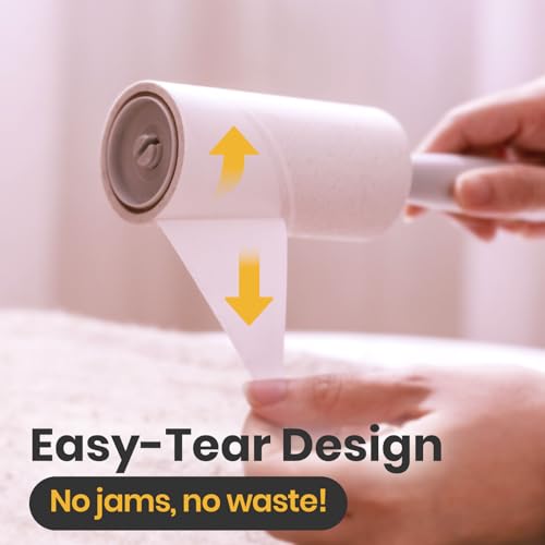 DELOMO Extra Sticky Lint Roller for Pet Hair, 600 Sheets Mega Pack (2 Rollers+ 4 Refills), Pet Hair Remover for Clothes, Couch, Furniture, Bedding, Car Seats - Easy Peel Design for Dog Cat Owners - size: C: 2 Rollers + 4 Refills ( 600 Sheets Total )