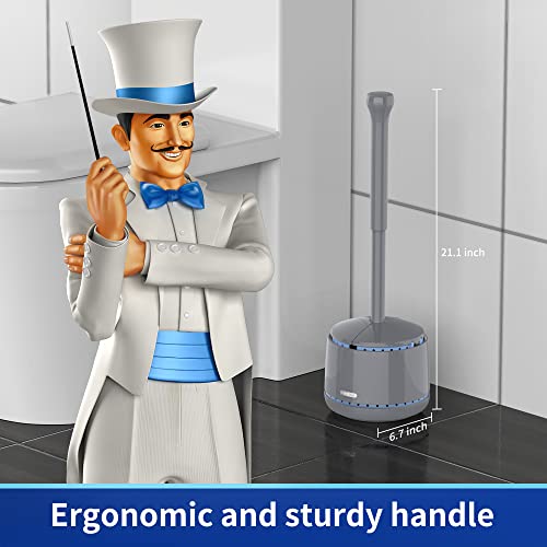 MR.SIGA Toilet Plunger with Holder, Heavy Duty Plunger with Sturdy Handle for Toilet Cleaning, Gray - color: Gray