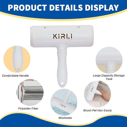 KIRLI Pet Hair Roller, Fur Remover Tool with Built-in Fur bin, Reusable Lint Roller for Pet Hair, Multi-Surface Furniture Clothing, Couch, Carpet, Bedding Cat and Dog Hair Remover (White) - color: White