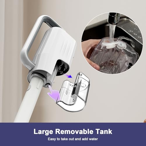 Steam Cleaner, 6 in1 Rotated Steam Mop Cleaner with 2 Modes, 2 Microfiber Pads, 400ML Removable Tank, 23FT Power Cable, Detachable Steam Mops for Floor, Laminate Floor, Tiles Cleaning (Stone White) - color: Stone White