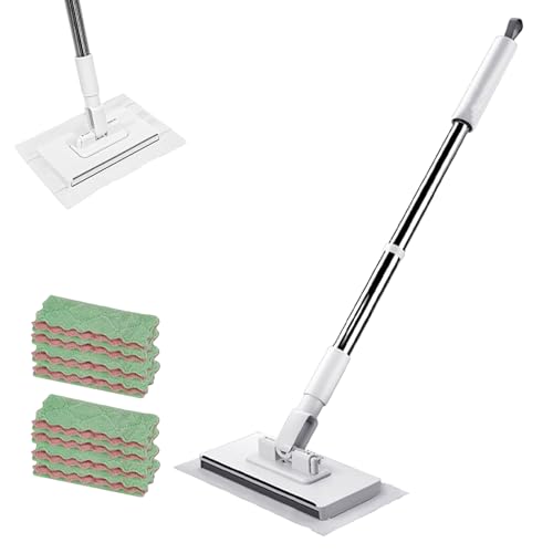 Quick Clip Mini Mop, One-Press Holder Mini Mops, 40In Long Handle Mopping Sweeper Stick, Retractable Handle Gap Cleaner for Kitchen Bathroom (1*Mop+10*Cleaning Cloth) - color: 1*mop+10*cleaning Cloth
