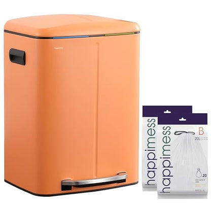 happimess HPM1005K Marco Rectangular 10.6-Gallon Double Bucket Trash Can with Soft-Close Lid, Carrot Cake, Fingerprint Resistant, Modern, Minimalistic for Home, Kitchen, Office, Bedroom, Bathroom - color: Carrot Cake