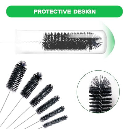Brush Family Straw Cleaner Brush Set,12 Pieces Extra Long Pipe Water Bottle Brushes for Cleaning Reusable Drinking Straws,Bird Feeders,Pipes,Black (12pcs Different diameters Set) - size: 10-12 inch mixed diameters set (12pcs)