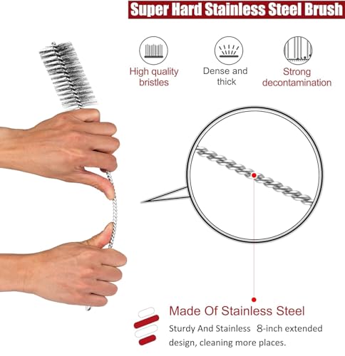 Pipe Cleaning Brush Set Stainless Steel Bristles, Stainless Steel Pipe Brush Steel Bottle Brush 9 Piece Variety Pack for Auto Parts, Bottles, Tubes, Etc. - size: 8 Inch