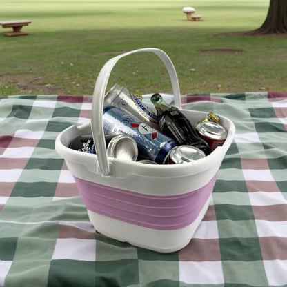 SAMMART 9.5L (2.5 Gallon) Collapsible Rectangular Handy Bucket (White/Pale Purple) - color: White/Pale Purple
