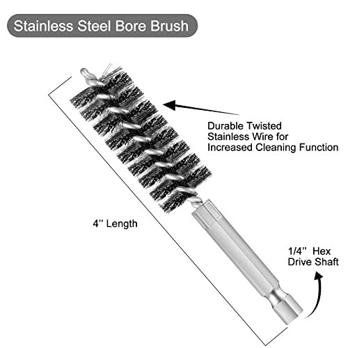Patelai 6 Pcs Stainless Steel Wire Bore Brush Different Size Twisted Cleaning Brush with Handle 1/4 Inch Hex Shank for Power Drill Impact Driver (9/ 11/ 13/ 16/ 18/ 19 mm) - size: 9/ 11/ 13/ 16/ 18/ 19 mm