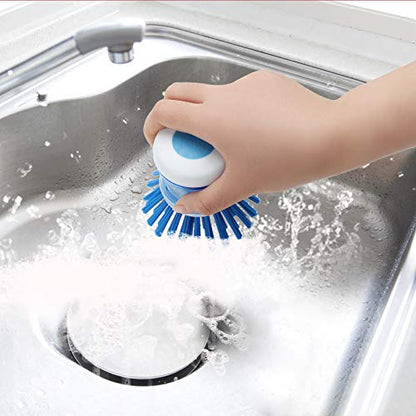 Dish Brush with Soap Dispenser, Stiff Bristles Dish Scrubber for Pots, Pans & Sink Cleaning, 2 Pack - color: Blue 2 Pack