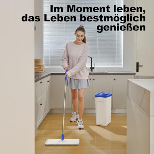 Mop and Bucket Set, Mops for Floor Cleaning with 60" Long Handle, Squeeze Flat Mop and Bucket System, Dry & Wet Dust Mop for Household Floor Cleaning with 5 Microfiber Mops, Slate Blue - size: Mop System (Blue) - 60" Handle - 5 Total Pads