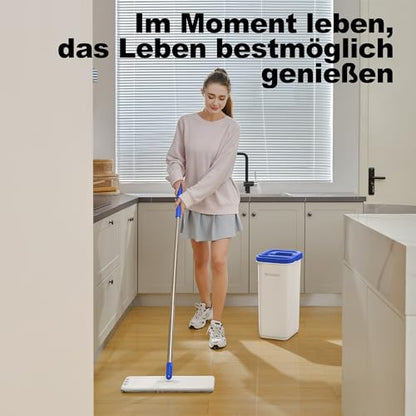Mop and Bucket Set, Mops for Floor Cleaning with 60" Long Handle, Squeeze Flat Mop and Bucket System, Dry & Wet Dust Mop for Household Floor Cleaning with 5 Microfiber Mops, Slate Blue - size: Mop System (Blue) - 60" Handle - 5 Total Pads
