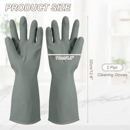 uxcell Rubber Cleaning Gloves, Reusable Household Dishwashing Long Rubber Gloves - color: Grey, size: Small