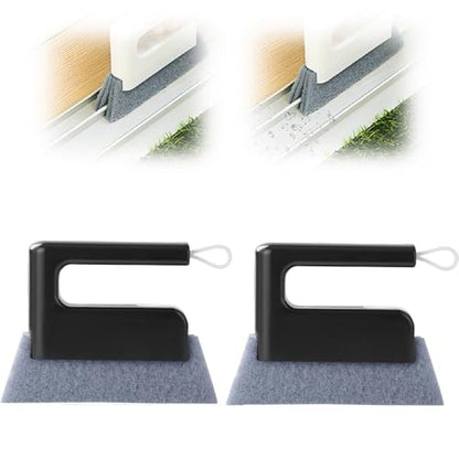 Window Track Cleaner,Multifucation Window Groove Cleaning Brush Tools Set,Sliding Door Track Cleaner Tool,Handheld Cleaning Brush for Window lides Gaps,Shutter Slats,Car Vents (2PC Black) - color: 2pc Black