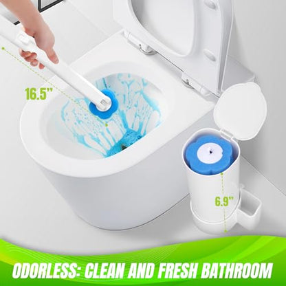 Disposable Toilet Brush, Extended Handle with 54 Cleaner Refills Toilet Brush for Toilet Bowl Cleaners, Bathroom Cleaning(2-Set) - size: 2 Brush+54 Refills