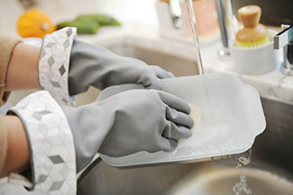 Full Circle Splash Patrol Natural Latex Cleaning Gloves Large - Eco-Friendly, Durable, Kitchen, Bathroom, Household Cleaning - Gray - color: Grey
