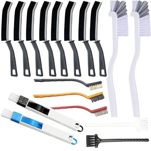 17Pcs Crevice Cleaning Brush Tool Multifunctional Hard Bristle Gap Cleaning Supplies for Bathroom Grout Sink Bathtub Shower Corner Kitchen Toilet Window Track Brushes Small Spaces