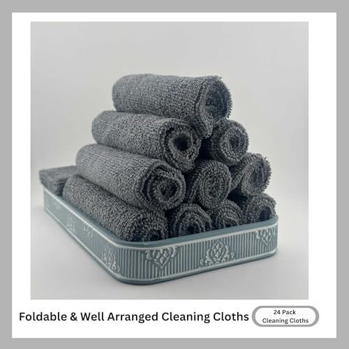 Microfiber Cleaning Cloth for Kitchen & households, Towels for Cars. (300gsm) (Pack of 24 Gray) - color: Gray