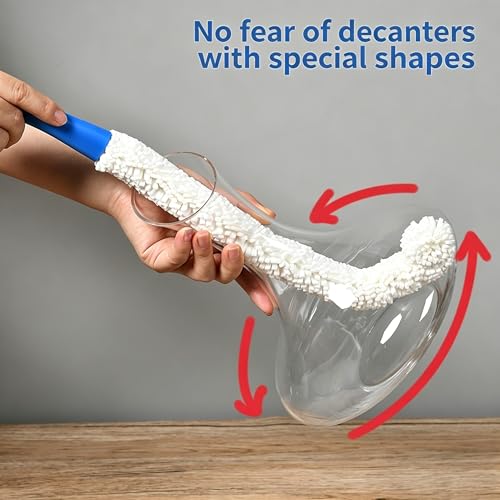 Long Bottle Brush Cleaner for Decanters & Water Bottles,16 Inch Flexible Foam Cleaning Wand for Vases, Wine Glasses, and Glassware - color: Blue