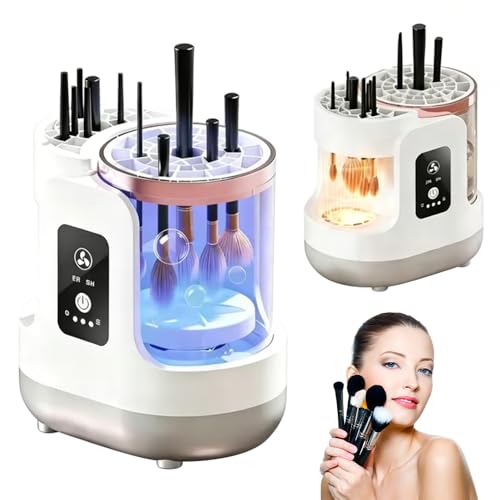 Automatic Brush Washing & Air-Drying Machine, Electric Make Up Brush Cleaner Machine, Adjustable 2H/5H Drying, Cosmetic Brushes Cleaner Tool for All Size Beauty Makeup Brush Set, White