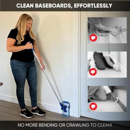 Microfiber Wholesale Baseboard Pro Mucho Mop, Chenille Microfiber Pad, 70" Handle, for Baseboards, Hardwood, Tile and Laminate Floors, 2.5 lbs - size: Baseboard Kit
