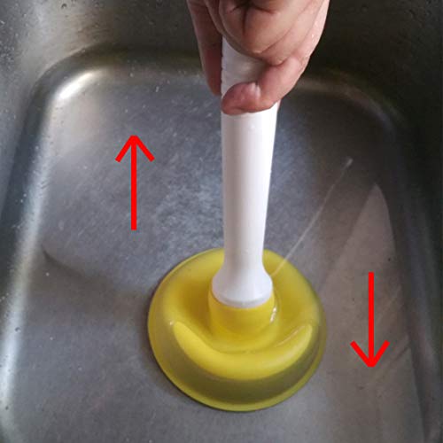 Drain Plunger, Small Hand Force Plumber Helper, Little 4 inch Cup Clog Remover, Tiny Rubber Unclogger in 9" Short Handle for Kitchen Sink, Bathroom Toilet, Shower Bath Tub (Yellow) - color: Yellow