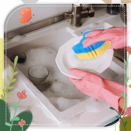 FillTouch 3 Pcs Dual Sided Scrub Sponge Multi Functional Cute Temperature Sensitive Non Scratch Dish Sponge for Washing Dishes Kitchen Bathroom (Cat,Pink, Orange, Royal Blue) - color: Pink, Orange, Royal Blue, style: Cat