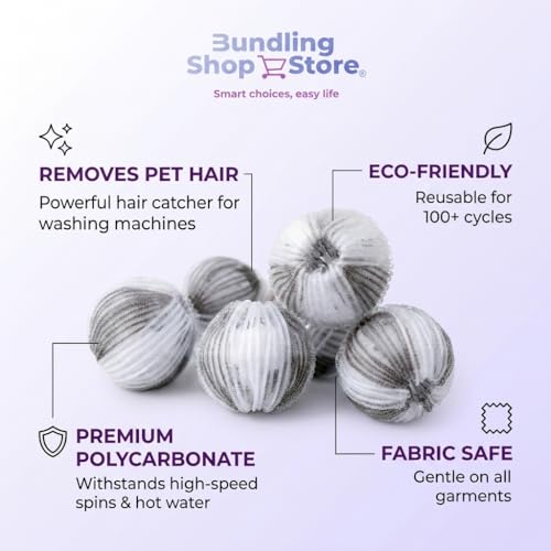 Pet Hair Remover for Laundry - 6 Pack Extra Large Reusable Laundry Balls - Heavy Duty Fur, Lint & Dander Remover for Dryer and Washing Machine - Premium Hair Catcher for Pet Bedding & Clothes
