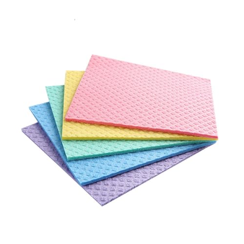 Reusable Cleaning Cellulose Sponge Cloths Absorbent Wipes Clean Kitchen Car Dish Eco-Friendly Dishcloth Hand Towel Auto - 1pack (5pcs) - style: 5pcs - Vacuum