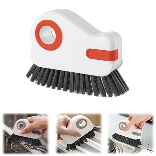 2 in 1 Groove Cleaning Brush Window Track Cleaning Tools, 2026 New Multifunction Hard Bristle Crevice Cleaning Brush with Hidden Scraperfor Sliding Door Track, Window Sill, Shutter Door (Orange) - color: Orange