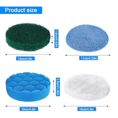 Electric Spin Scrubber Replacement Brush Heads Set, 8 Pieces, Multiple Brushes for Bathroom,Kitchen,Glass, Leather, Car Cleaning