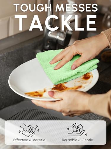 Microfiber Cleaning Cloths Roll, 75 Pack Tear Away Microfiber Towels Roll, 12" x 12" Lint Free Rags, Reusable Cleaning Cloths, Washable, Scratch Free,Ultra Absorbent Dish Rags(Green) - color: Green, size: 75 pack