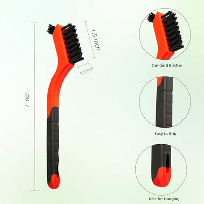 Crevice Cleaning Brush Set 3pcs, Nylon Bristles with Curved Handle Grip for Rust Removal, Dirt, Wire Brush for Bathroom Gap, Home, Kitchen, Bathroom, Window, Vehicle, Faucets, Toilet, Etc - style: Nylon