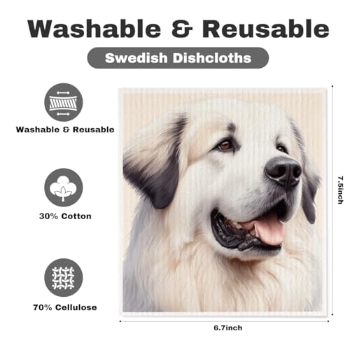 5 Pcs Cute Doggy Swedish Dishcloths, Pyrenean Mountain Dog & Greyhound Swedish Dishcloth, Staffordshire Bull Terrier Dish Cloths for Drying Dishes, Reusable Cleaning Cloths, Dog Lover Gifts for Women - color: Lm 03427