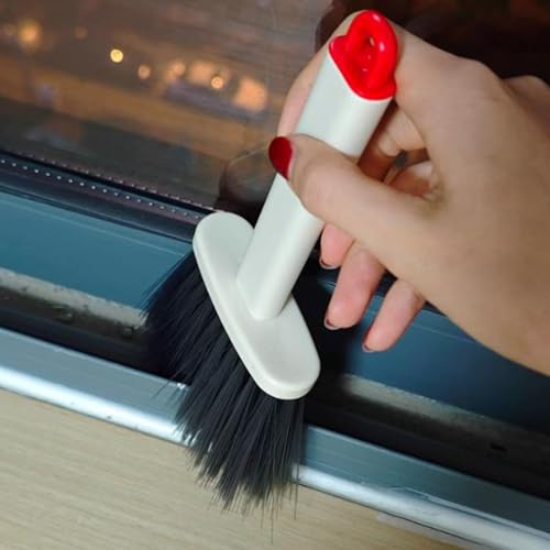 1pcs,Home Cleaning Crevice Brush Bathroom Kitchen Tile Dead-end Multifunctional Window Crevice Dust Brushes,20.5 * 10 * 2.5cm (Beige Red) - color: Beige Red