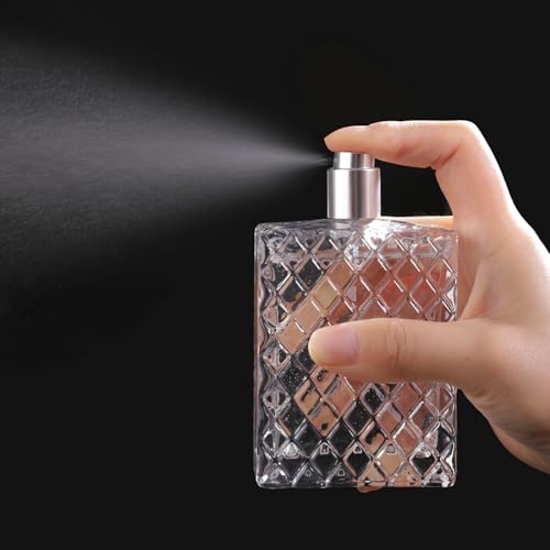 Vintage Glass Spray Bottle - Refillable Perfume Atomizer, Empty Perfume Bottles with 3 Dispensers (100ml/3.4 Oz) - style: vintage 100ml