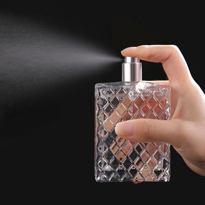 Vintage Glass Spray Bottle - Refillable Perfume Atomizer, Empty Perfume Bottles with 3 Dispensers (100ml/3.4 Oz) - style: vintage 100ml