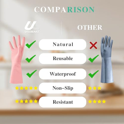 URSMART Reusable Household Gloves - Waterproof Rubber Latex Cleaning Laundry Gloves Dishwashing Gloves for Kitchen Dish Washing Laundry Cleaning (6L Color Random) - color: 6l