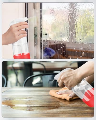 Rionisor Glass Spray Bottles with Silicone Sleeve Protection, Empty 16OZ Reusable Spray Bottles, Refillable Containers with Spray Nozzles for Cleaning Solutions, Plants and Essential Oils 1 Pack Red - color: Red, style: 1 Pack
