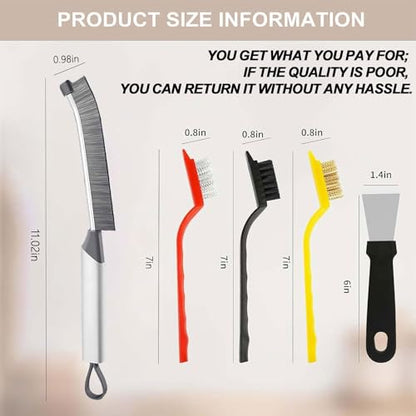 9-Piece Crevice Cleaning Brush Set, Hard Bristle Gap Scrubber Tools, Stiff Nylon Detail Brushes for Window Tracks, Bathroom Grout, Blenders & Kitchen Sink Detailing, Zero Cross-Contamination
