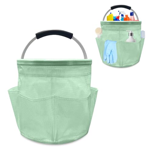 Cleaning Caddy for Cleaning Supplies, 17L Cleaning Supply Caddy with Handle Foldable Cleaning Supplies Organizer Bucket Tool Bag Organizer Cleaning Products Organizers for Home, Garden (Green) - color: Green
