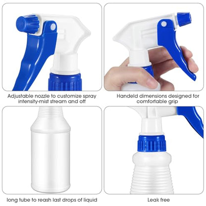 Yinder 18 Pcs 16 Oz Plastic Spray Bottle Bulk Empty Refillable Spray Bottles for Cleaning Solution Leak Proof Water Sprayer with Adjustable Nozzle Mist/Stream Mode(Red, Blue, Green) - color: Red, Blue, Green