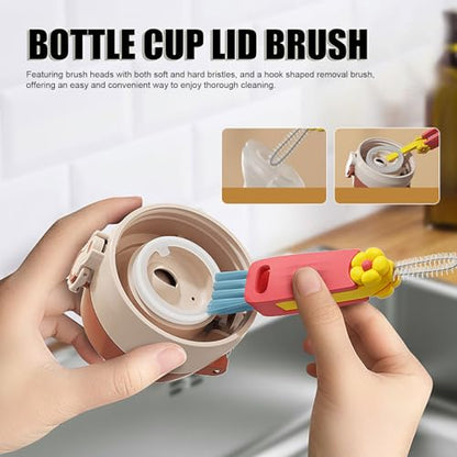 3PCS Blue Bottle Gap Cleaning Brush Set Multifunctional Cup Lid Crevice Cleaner for Bottles and Household Use