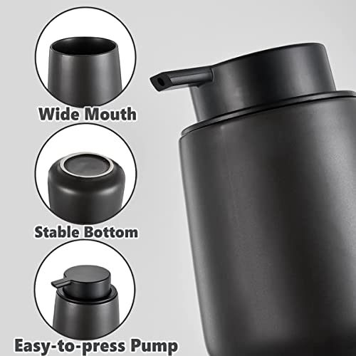 12Oz Hand Soap Dispenser Set - 2 Pack Ceramic Lotion Soap Dispenser Set with Easy-to-Press Black Pump, Refillable Mordern Liquid Dish Soap Dispensers for Bathroom & Kitchen (Black, Liquid Pump) - color: Black Liquid Dispenser