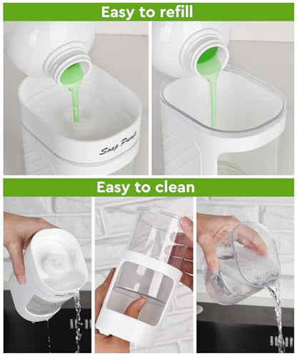 Kitchen Dish Soap Dispenser with Sponge Holder, 3-in-1 Countertop Dishwashing Soap Pump Dispenser Set for Kitchen Sink, Useful Kitchen Gadgets - White - color: White