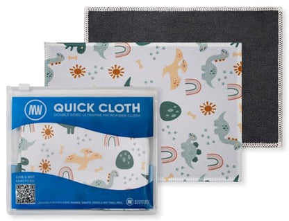 Microfiber Wholesale Quick Cloth Glasses Cleaning Cloths–5x7 Dinosaurs 2-Pack with Case | Double-Sided Lens Cleaner for Eyeglasses, Camera, Screens & Glass | Reusable Microfiber Glass Polishing Cloths - color: Dinosaurs, size: 5"x7"