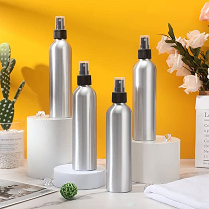 Irenare 24 Pcs Small Spray Bottles Aluminum Fine Mist Spray Bottles Bulk Metal Essential Oil Storage for Perfume Toner Liquid Refillable Pump Vials Atomizer Containers for Room Travel(8 Oz) - size: 8 Oz