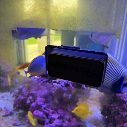 Mag-Float Medium Black Stealth Glass Magnet Aquarium Scraper Cleaner with Blade - Floating Magfloat Magnetic Cleaning Tool - size: Medium