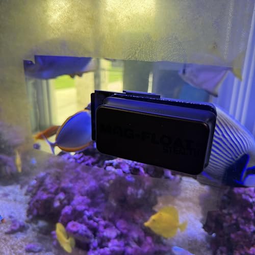 Mag-Float Large Black Stealth Glass Magnet Aquarium Scraper Cleaner with Blade - Floating Magfloat Magnetic Cleaning Tool - size: Large