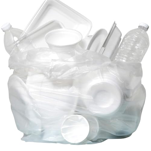 Aluf Plastics High Density Trash Bags, 30 Gallon, 500 Count, 10 Micron (eq), 30" x 37", Clear, for Bathroom, Office, Industrial, Commercial, Janitorial, Municipal, Recycling - color: Clear, style: 20-30 Gal, 10 Micron Equiv, 500 Count